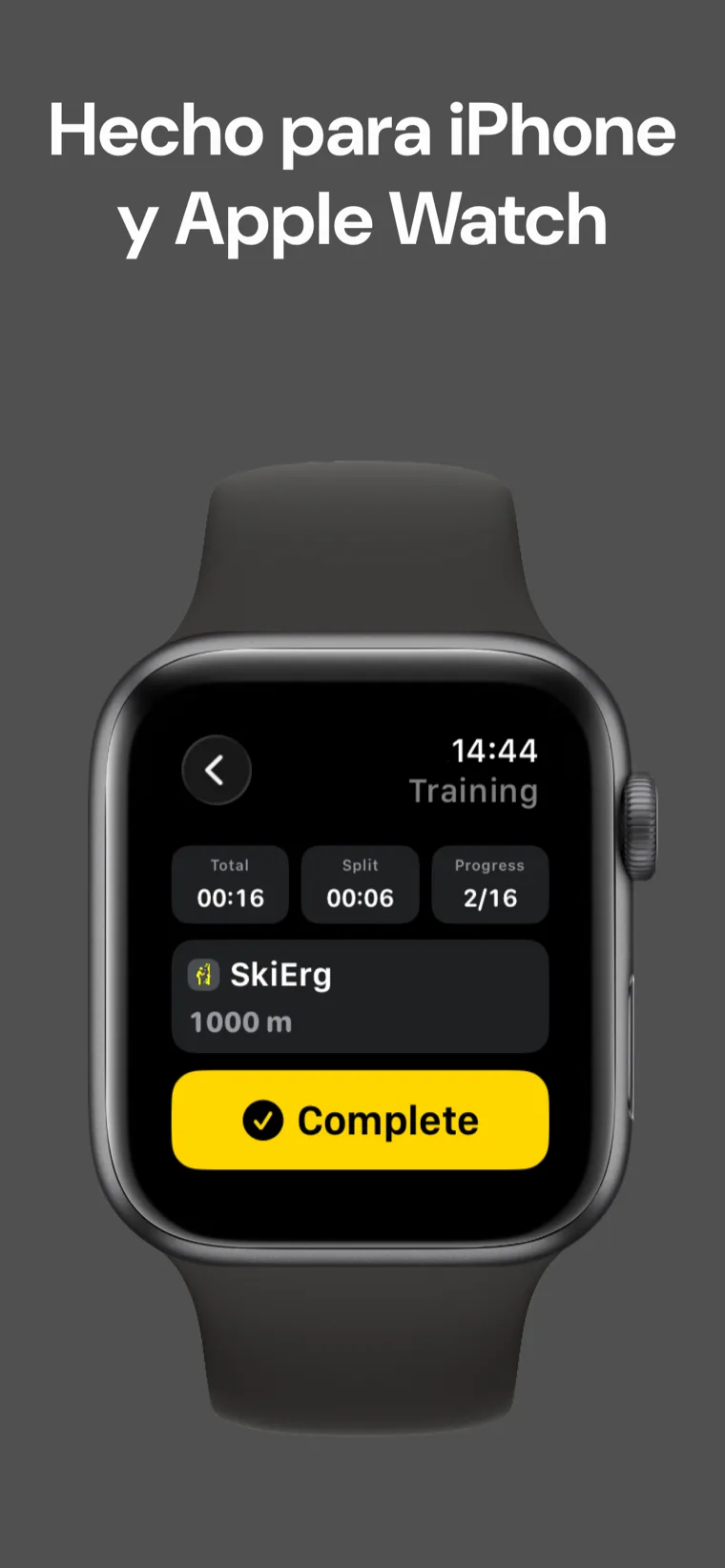 Hecho para iPhone y Apple Watch — Hyrox Entreno: Sudor en iPhone y Apple Watch con sincronización automática