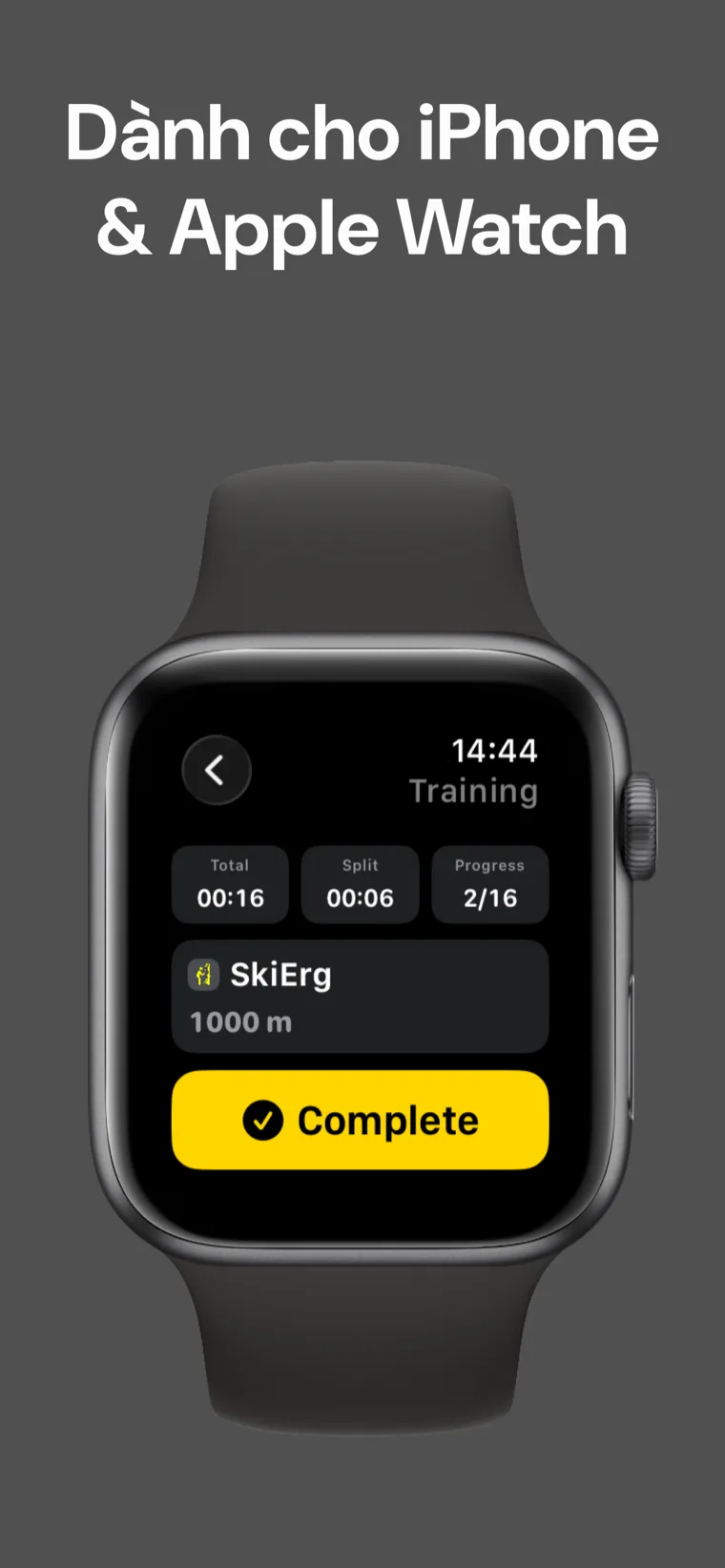 Dành cho iPhone & Apple Watch — Hyrox Tập Luyện: Mồ Hôi trên iPhone và Apple Watch với đồng bộ tự động.